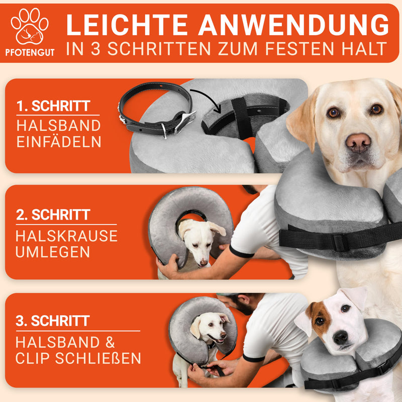 PFOTENGUT® Inflatable Dog Neck Brace Including Air Pump - Improved Neck Brace for Dogs & Cats [2023] - Premium Dog Collar - Protective Dog Collar - Leak Protection Dog M - BeesActive Australia