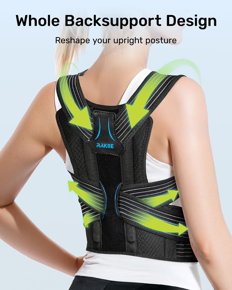 Posture Corrector for Women and Men, Upgraded Back Brace with Enhanced Support, Shoulder Straightener with Cushioned Shoulder Pads & Underarm Pain Relief Strap, Size M (Underbust: 35.4"-41") Black Medium (Upper Waist: 35.4"-41.3")