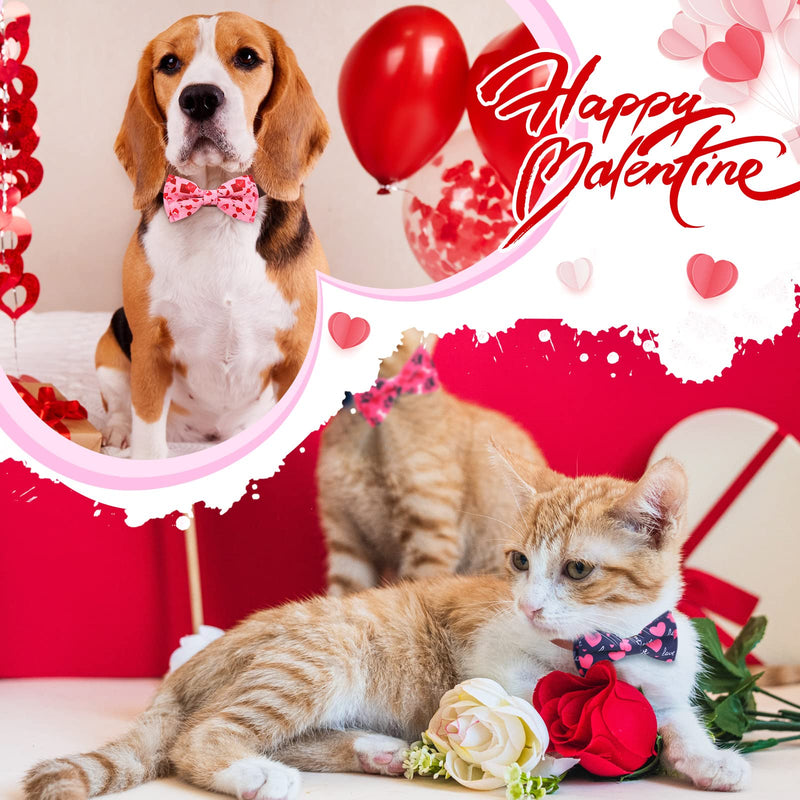 30 Pieces Valentines Dog Collar Bow Christmas Dog Bows Collar Attachments with Elastic Bands Dog Collar Detachable Charms for Dogs Collar Grooming Accessories Valentines Costume - BeesActive Australia
