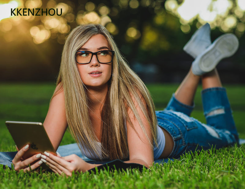 K KENZHOU Blue Light Blocking Glasses/Computer/Gaming/TV/Phones Glasses with Spring Hinges, Anti Eyestrain & UV Glare, Ease Dry Eye, Headache, Blurry Vision, for Men & Women (2 Pack) Twilight and Blue - BeesActive Australia