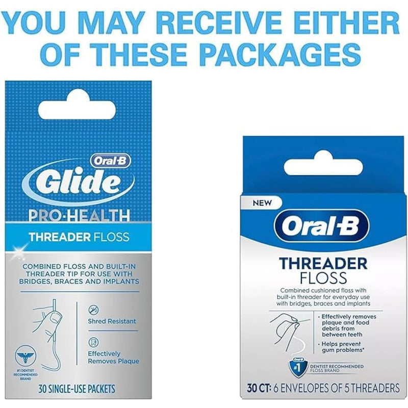 Oral-B Threader Floss 30 Count: 6 Envelopes of 5 Threaders (Pack of 5) 30 Count (Pack of 5)