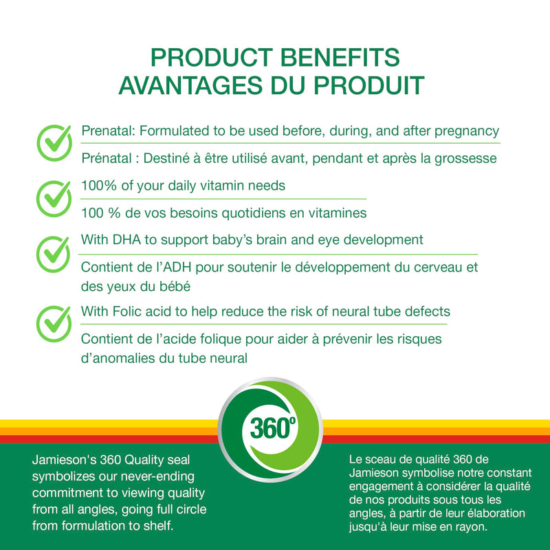 Jamieson PRENATAL Complete Multivitamin with DHA Supplement 60 Softgels
