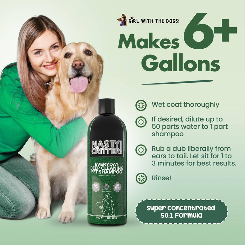 NASTY CRITTER! by Girl With The Dogs - Everyday Deep Cleaning Dog Shampoo 16 Oz, Made in USA 8 Wks+ - BeesActive Australia