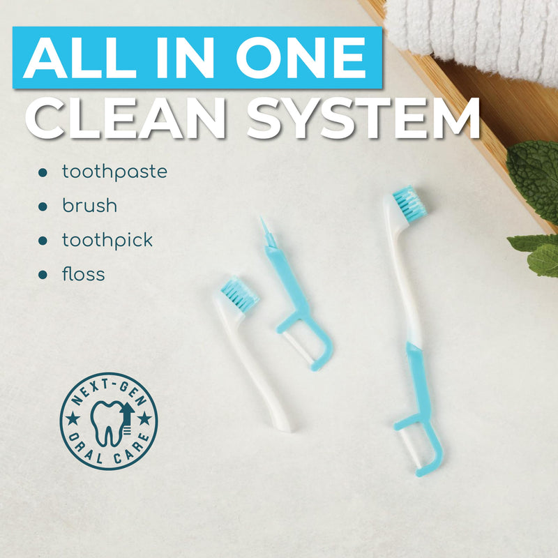 Brushee - The Evolution of Oral Care | 4-in-1 Tool (Paste + Brush + Floss + Pick) | Individually Wrapped | Disposable | Prepasted Travel Toothbrushes | Small Adult Toothbrush - (24-Pack) 24 Count (Pack of 1) Original - BeesActive Australia
