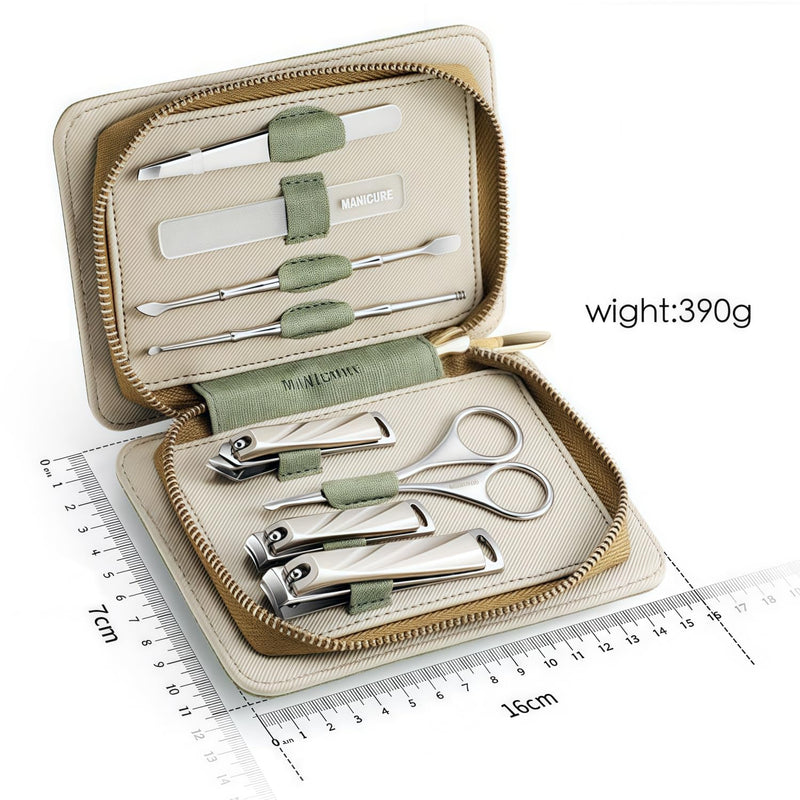 8-Piece Manicure Pedicure Set-Stainless Steel Nail Clippers Toenail Fingernail Cutters with Travel Case Complete Grooming Kit (Green) Green - BeesActive Australia