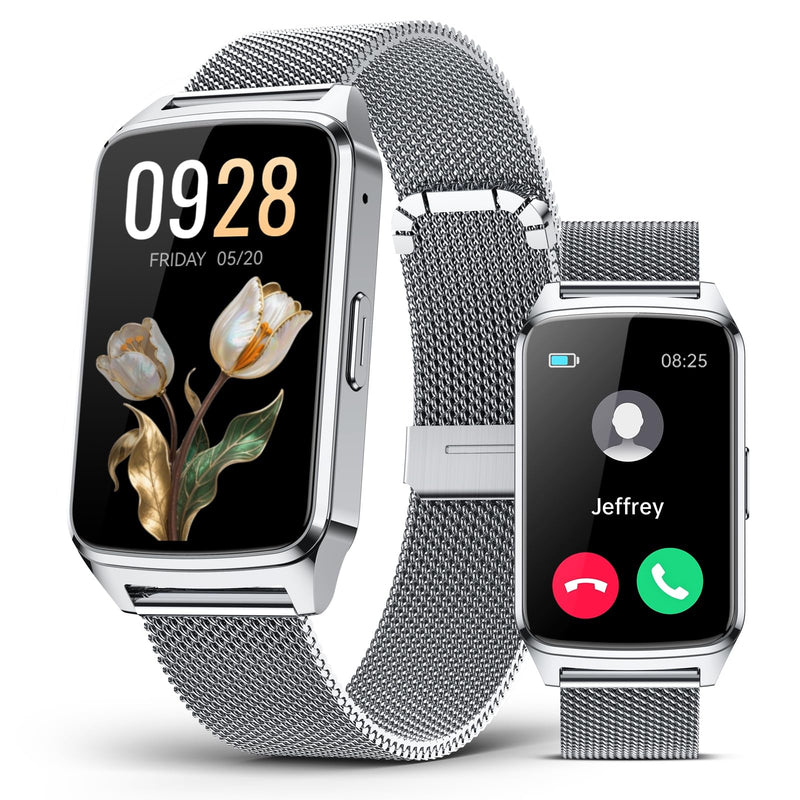 Fitness Tracker Watch for Men Women, Activity Tracker for iPhone and Android with Step Counter, Calorie, Sleep Monitor, 110+ Sports Modes, IP68 Waterproof Smartwatch (Minimalist, Silver, 1.57) Minimalist