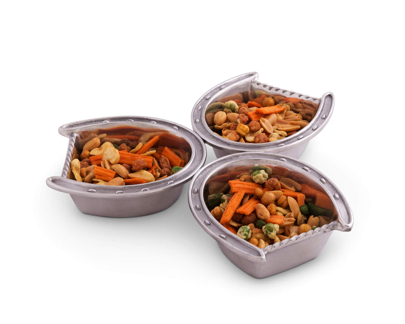 Arthur Court Designs Aluminum Lucky Horseshoe 3-Bowl Bowls Set Server 10.5 inch Diameter 1.5 inch Tall - BeesActive Australia