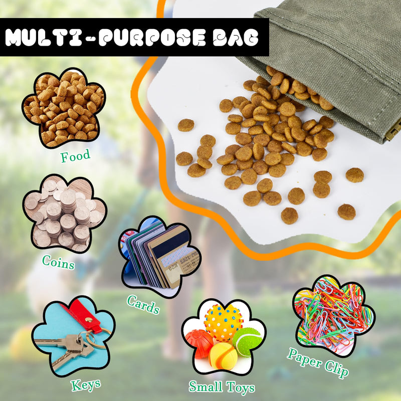 CONLI Dog Treat Pouch Portable Treat Pouches for Pet Training, Dog Training Treat Pouch with Carabiner, Auto Closing Pet Feed Snack Reward Pocket for Pet Travel or Outdoor Use Green - BeesActive Australia