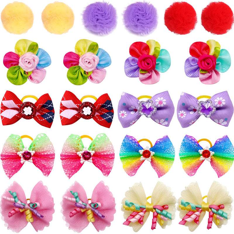 100pcs Dog Hair Bows, Bulk Pet Small Dog Bows Girl with Rubber Bands, Tiny Dog Hair Grooming Bows, Mix Dainty Puppy Dog Bows, Handmade Yorkie Dog Bows for Dog Hair Accessories Mix 100pc - BeesActive Australia