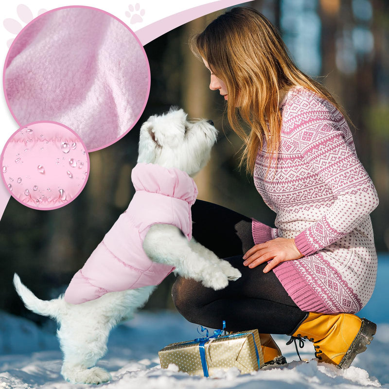Winter Warm Dog Jacket for Small Medium Dogs Cat Cold Weather Coats with Harness Paded Dog Fleece Vest Waterproof Windproof Dog Snow Jacket Pet Puppy Clothes（Pink,XS） X-Small Pink - BeesActive Australia