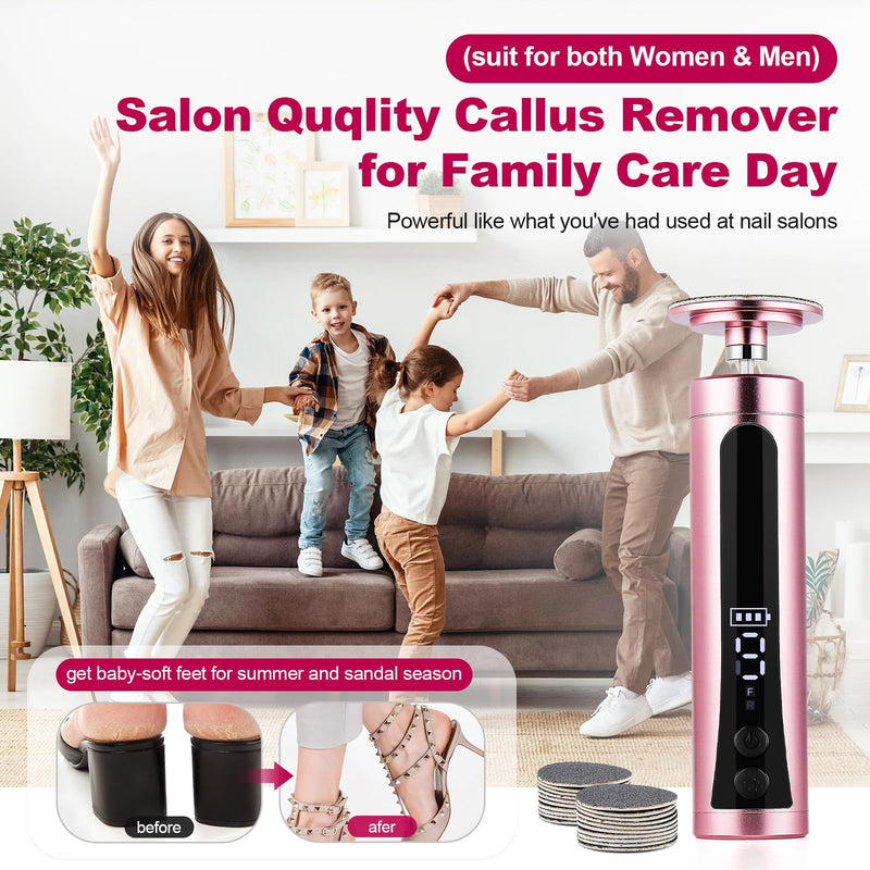 Rechargeable Callus Remover for Feet: Electric 2-in-1 Pedicure Tools - Foot File Grinder LCD Display 9 Adjustable Speeds 2 Sanding Heads 30 Sanding Paper Rose Rechargeable - BeesActive Australia
