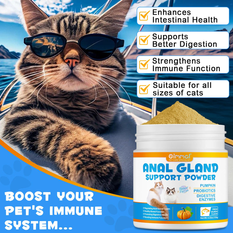 Anal Gland Support Powder for Cats, Anal Gland Supplement Powder with Pumpkin and Probiotics Supports Cats Anal Gland Health, Pet Supplement Anal Gland Support Powder Treatment for Cats - 120g - BeesActive Australia