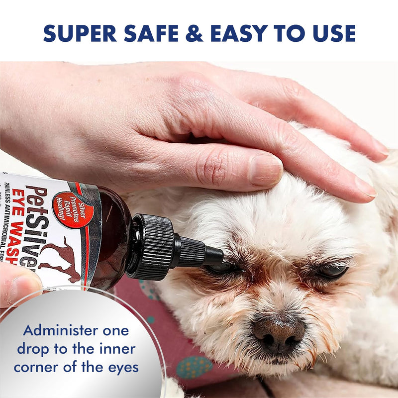 PetSilver - Immune Support (16 fl oz) and Eye Wash (4 fl oz) with Patented Chelated Silver - Allergies, Sinus & Cough Treatment - Eye Cleaner & Tear Stain Remover for Cats and Dogs - Made in USA