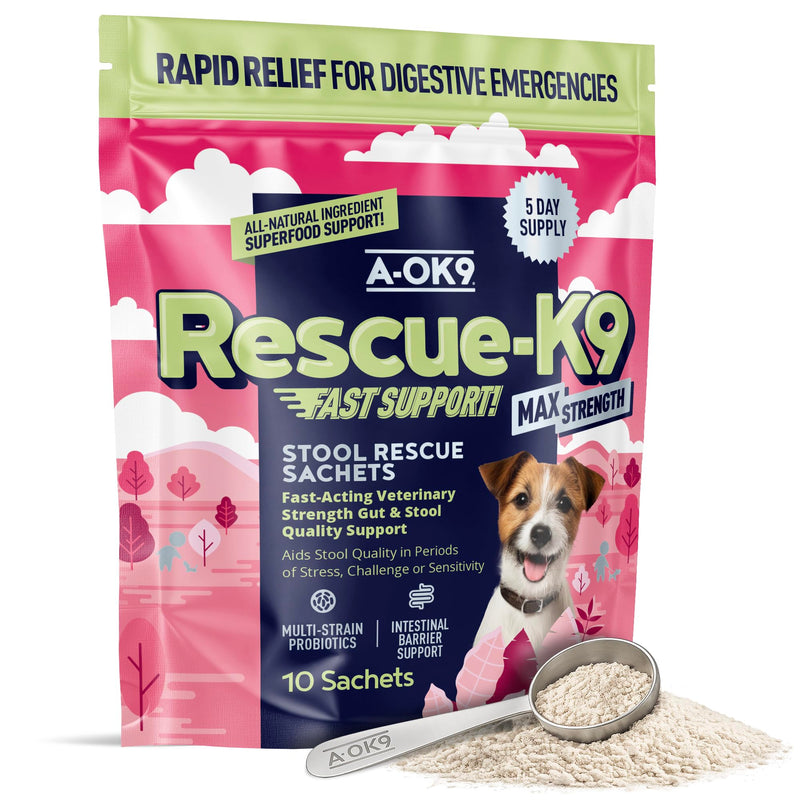 Dog Probiotics for Gut Health – Digestive Support Supplement Powder 10 Sachets – Prebiotics for Diarrhea Treatment, Gut Balance & Firm Stools – Dog Tummy Settler All Breeds - Made in UK