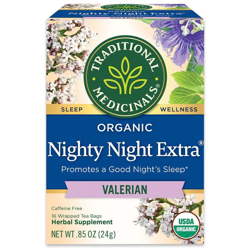 Traditional Medicinals Organic Nighty Night Valerian Relaxation Tea, 16 Tea Bags (Pack of 3) Peppermint 16 Count (Pack of 3) - BeesActive Australia