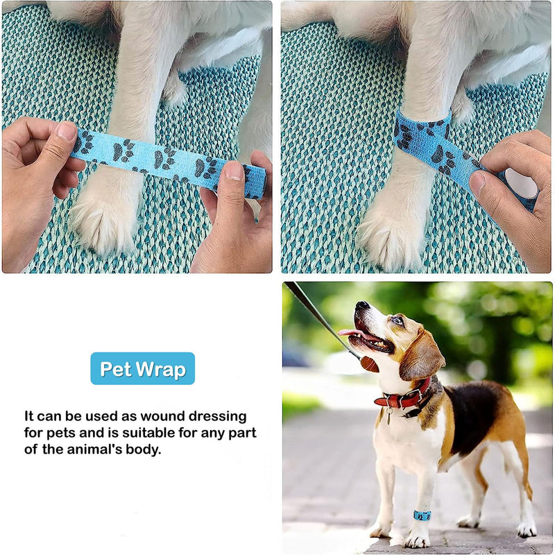 Self Adhesive Bandage Wrap, 9 Pcs 2 inch x 5 Yards, Self-Adhesive Non-Woven Tape, Pet Wrap for Dogs Horses Pet Animals for Wrist Healing Ankle Sprain and Swelling(2 Inch Claw) - BeesActive Australia