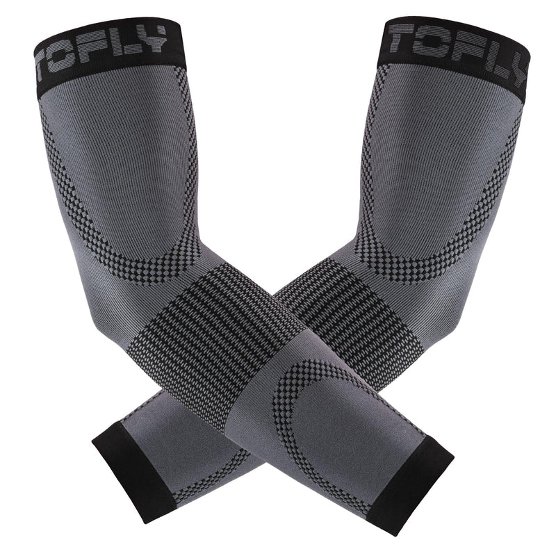 TOFLY Compression Arm Sleeves for Men Women (1 Pair), 20-30mmHg Arm Support Black Medium (1 Pair)
