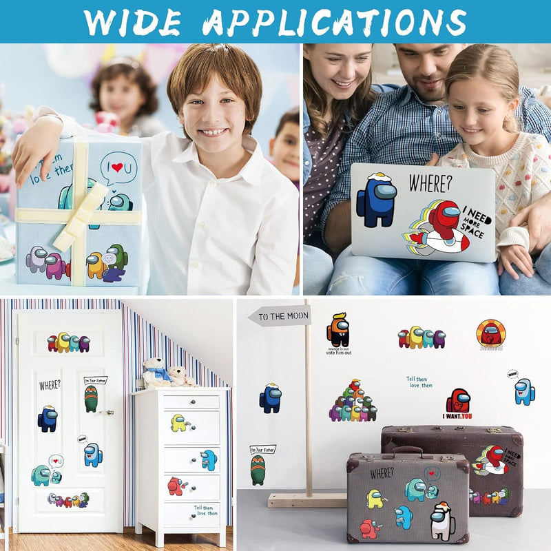 Video Game Wall Decals, 49 Pcs Large Waterproof Cartoon Wall Sticker Peel and Stick Removable Anime Wall Mural Decor for Kids Bedroom Baby Nursery Living Room Decoration, as156 - BeesActive Australia