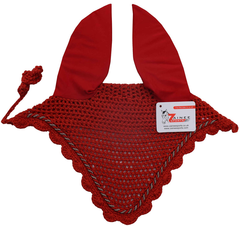 Horse Ear Bonnet Ear Net Hat Fly Bonnet Hood Mask Fly Veil Full Hand Made Cotton (Horse/Full, RED) Horse / Full - BeesActive Australia