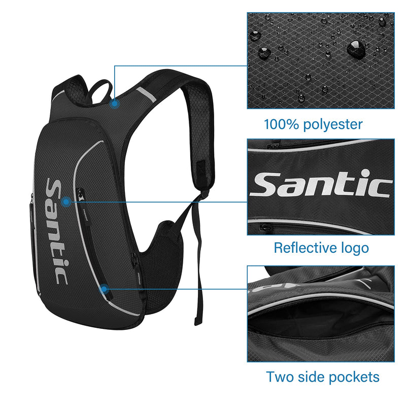 Santic Cycling Backpack Lightweight 15L Bike Hydration Biking Daypack Hiking Running Climbing Breathable Pack for Men Women Black-p086