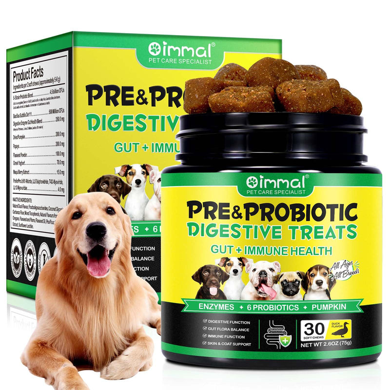 Vinimay Pre & Probiotics for Dogs – 30 Chews | Digestive & Gut Health Treats | Supports Normal Stool Consistency, Skin Comfort & Seasonal Wellbeing | Gentle Daily Formula for All Breeds