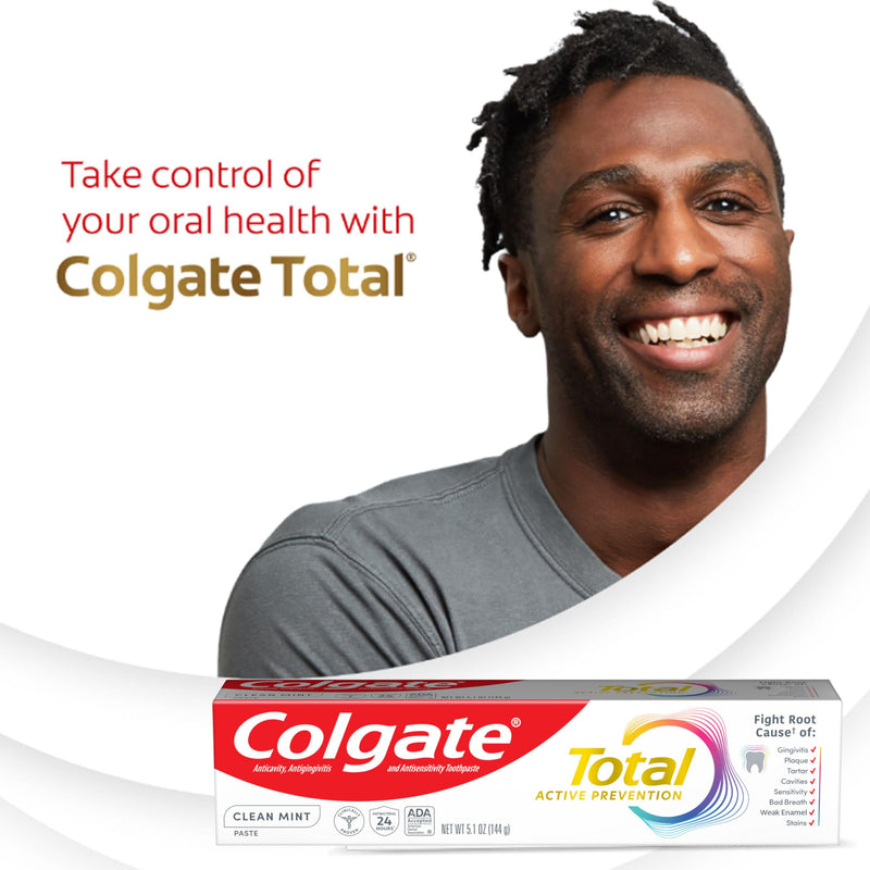 Colgate Total Fluoride Toothpaste, Clean Mint, 4 Pack, 5.1 oz 5.1 Ounce (Pack of 4)