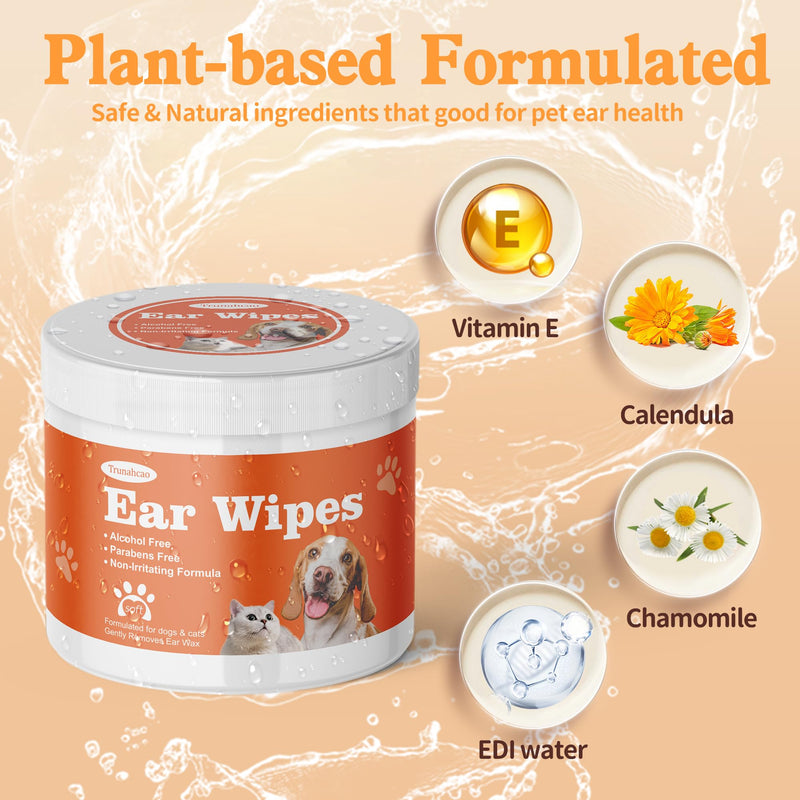 Dog Ear Wipes, Dog Ear Cleaner Wipes Ear Cleaning Wipes for Dogs,Cats - Gently Remove Ear Wax - Relieve Ear Infections, Itching,Scratching,120ct (3.15in) Pet Ear Cleanser - BeesActive Australia