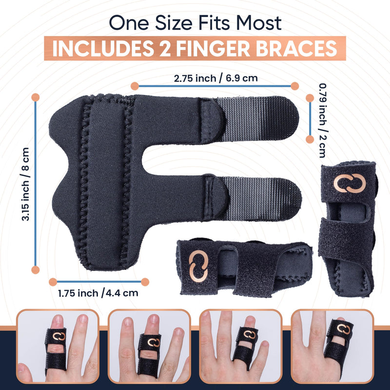 Copper Compression Finger Splints, Trigger Finger Brace for Arthritis, Tendonitis, Finger Locking, Sprains, and Pain Relief – Adjustable Copper Infused Splint with Comfortable Breathable Support – 2 Pack - BeesActive Australia