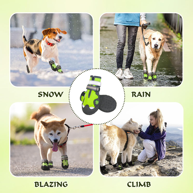 Dog Shoes, Dog Shoes for Medium Dogs, Anti Slip Dog Boots & Paw Protectors for Winter Snowy and Summer Hot Pavement, 4 Pack Dog Booties Waterproof for Medium Size Dogs with Green (Size 5) Size 5: 2.4''x2.8''(W*L) - BeesActive Australia