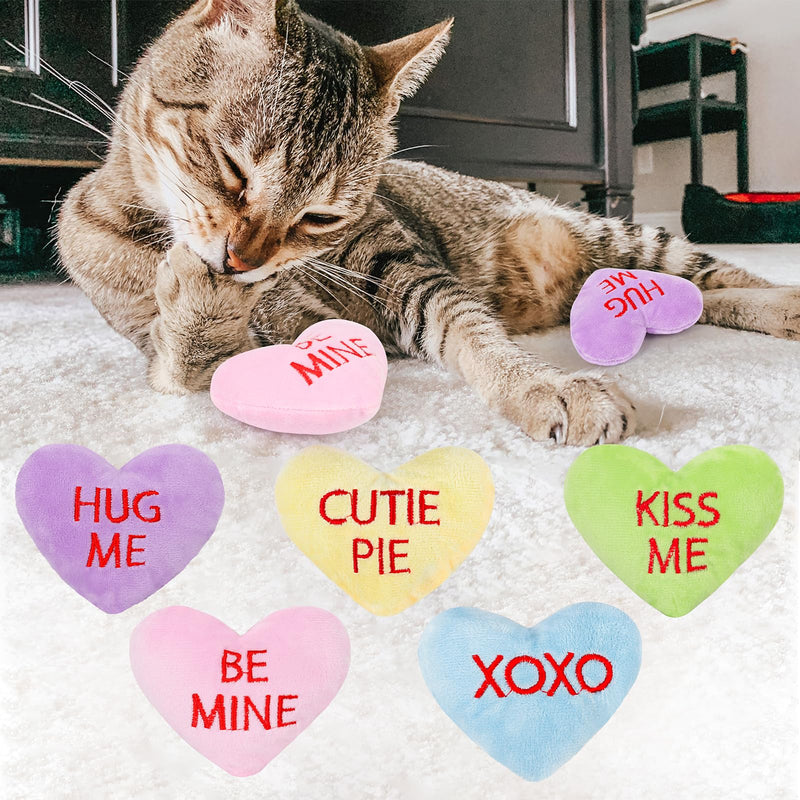 FOIMAS 5pcs Heart Catnip Toys,Valentine's Day Teething Chew Catnip Plush Toys for Valentine's Day Pet Presents Relieve Stress Cat Lovers Gifts Kitty Toys Cat Teething Chew Toy - BeesActive Australia