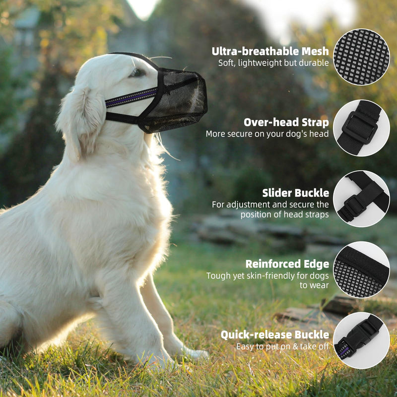 Muzzle Medium Dogs, Dog Muzzles with Velcro Fastener, Breathable Dog Muzzle, Pet Mask Dog Muzzle with Reflective & Adjustable Strap (XL) XL - BeesActive Australia
