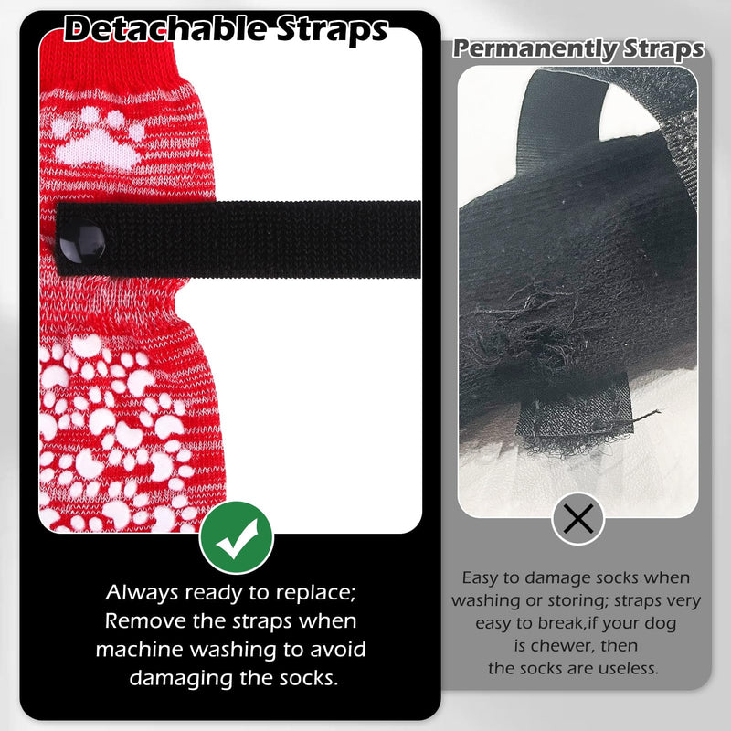 EXPAWLORER Anti Slip Dog Socks to Prevent Licking Paws, Dog Shoes for Hot Pavement, Dog Booties for Small Medium Large Senior Dogs, Traction Control Dog Boots & Paw Protectors for Hardwood Floors-Red Small (4 Count) Red - BeesActive Australia