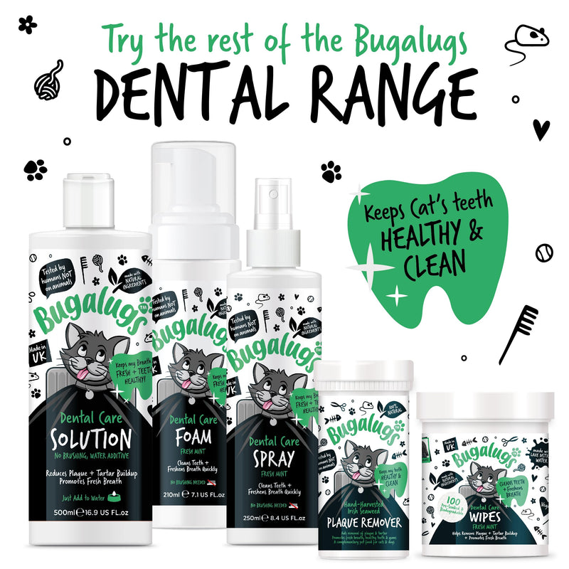 BUGALUGS Cat Dental Care Breath Freshener Foam Cat Mouthwash - Natural Cat Teeth Cleaning Plaque & tartar remover for teeth. No Cat Toothbrush And Paste Brushing Needed For Cats