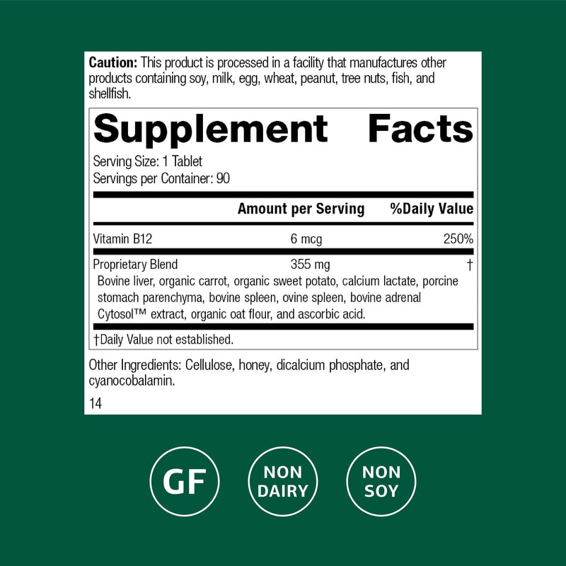 Standard Process Cataplex B12, Blood & Nervous System Support, 90 Tablets | Vitamin B12 Supplement for Blood Health Support and Nervous System Function, B12 Vitamin Supplement for Well-Being