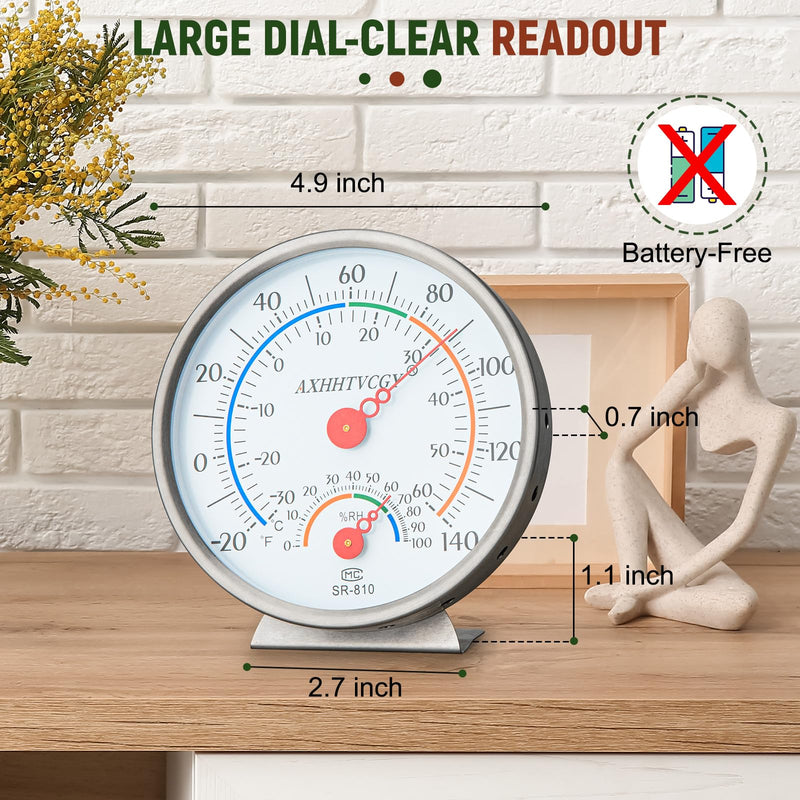 Indoor Outdoor Thermometer Hygrometer, Large Dial Waterproof Wall Mount - Accurate & Easy to Read for Home, Garden, Patio, Greenhouse, Farmhouse Decor by AXHHTVCGY - BeesActive Australia