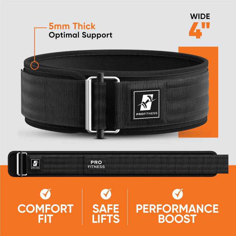 Weightlifting Belt for Men & Women - 4'' Wide Auto-Lock Weight Lifting Belt for Men Back Support - Squat Belt as Workout Belt for Men & Women Powerlifitng & Deadlifts - Weight Belt for Men Back Support Medium Black/White