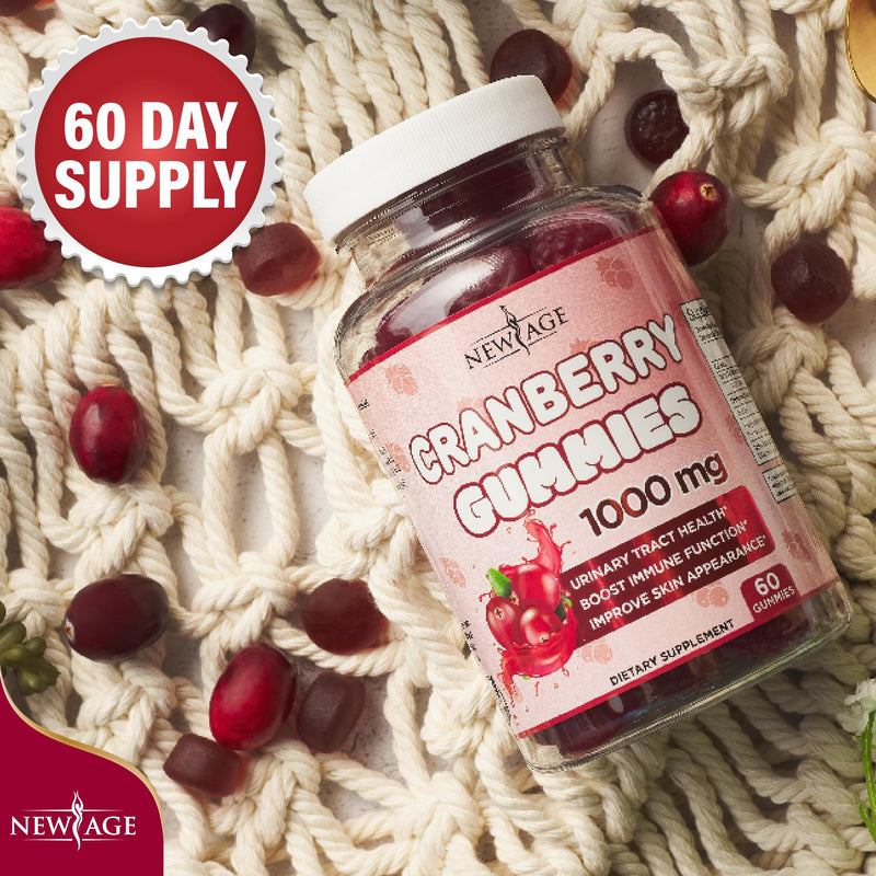 NEW AGE Cranberry Gummies Urinary Tract Health Gummies 1000mg - Supports Bladder, Kidney, UTI - Vegetarian (Cranberry 180 Gummies) 3