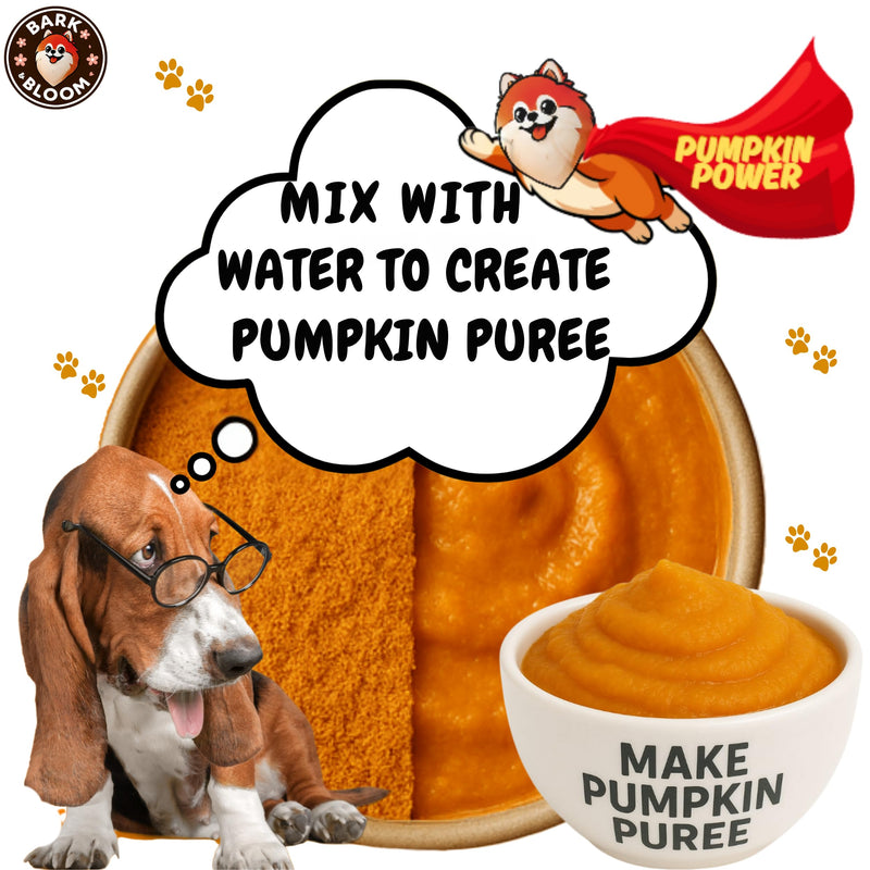 Bark & Bloom Pumpkin Powder for Dogs - Natural Fibre, Prebiotic Supplement & Gut Health Treat. Alternative to Puree, Canned Pumpkin for dogs, Ideal Natural Dog Treat and food topper stool firm