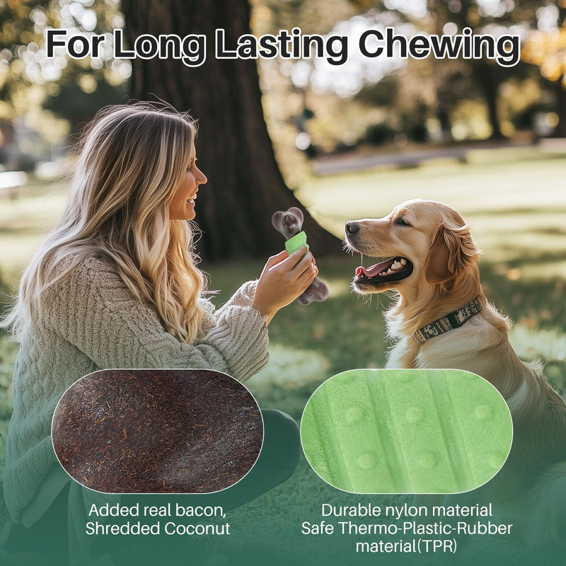 Gardner Pet 2-Pack Dog Chew Toys for Aggressive Chewers, Added Shredded Coconut Durable Nylon + TPR Interactive Dog Toys, Teething Toy for Medium/Large Breed, Bacon Flavor (Antlers+Bone L) Large Antlers + Large Bone - BeesActive Australia