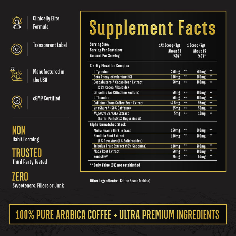 Alpha Grind – Instant Maca Coffee for Men + Natural Energy + Brain Nootropic for Ageless Clarity, Focus | Lean Muscle Building Growth & Size, 30SV - BeesActive Australia