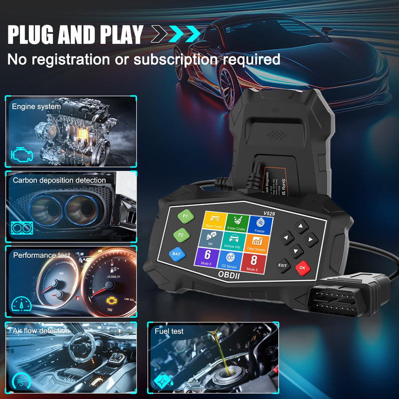 OBD2 Scanner Diagnostic Code Reader,Automotive OBD II Engine Light,Battery Tester,Mode 6, Mode 8 & I/M Readiness,OBDII Scan Tool for All OBDII Cars 1996+(OBDIIBlack) OBDIIBlack 1Pack - BeesActive Australia