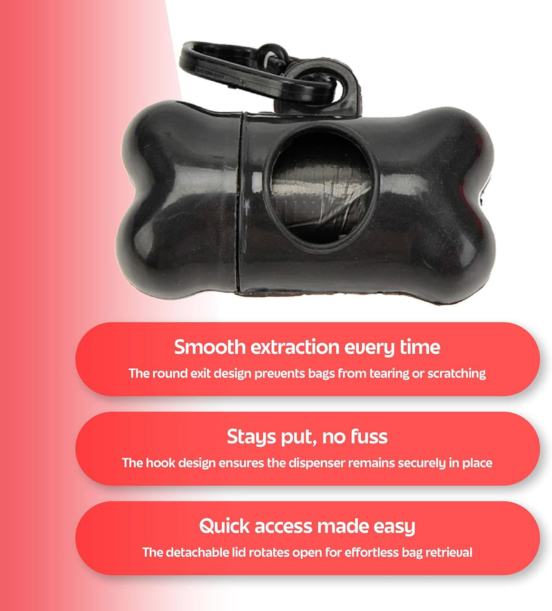 Hands Free Dog Leash with Bag Dispenser, Waste Bag Holder Clip (Black), Standard Black - BeesActive Australia