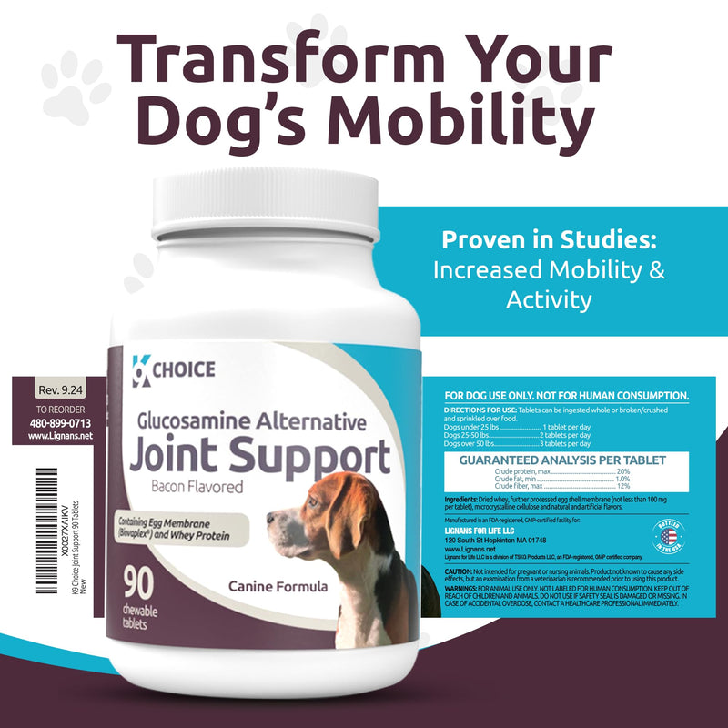K9 Select Joint Support for Dogs with BiovaPlex - Glucosamine Alternative - 90 Chewable Tablets - Dog Joint Supplement For Mobility & Flexibilty - Hip & Joint