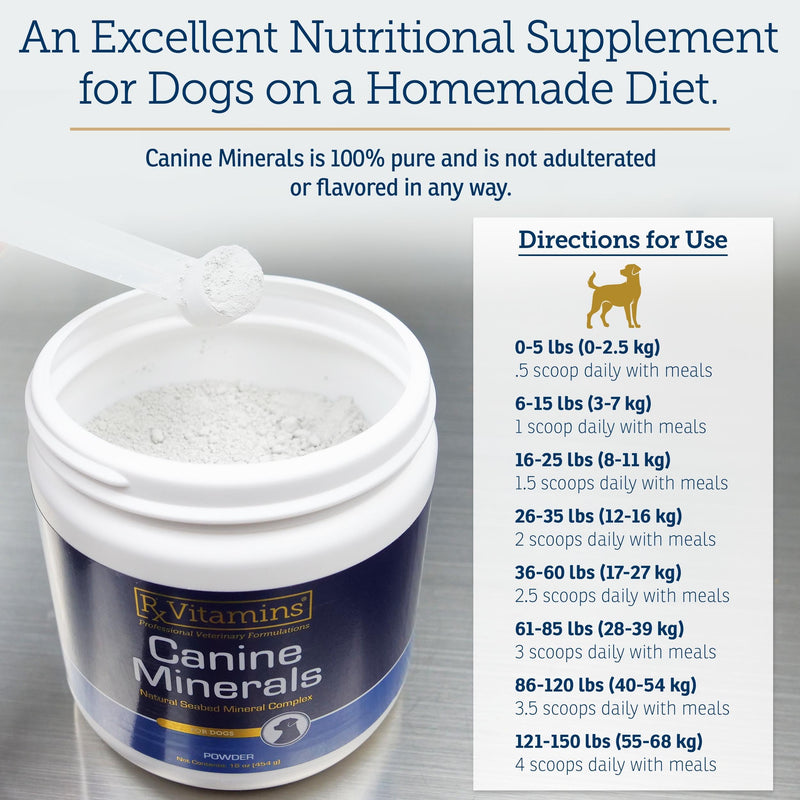 Rx Vitamins Canine Minerals - Essential Minerals for Dogs - Calcium, Magnesium, Iron Supplement, Bone and Joint Supplement for K9, Immune Support - 16oz New Label