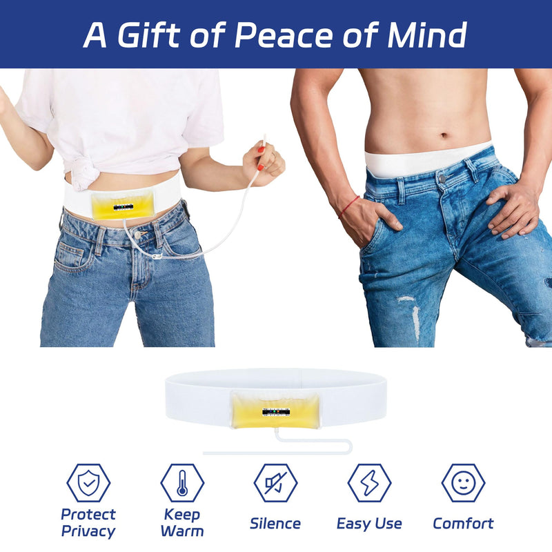 Urine Test Complete Kit – 2 oz to 4 oz Concealed Sample Bag with Adjustable Belt, 43.3” Hi-Stretch and Comfortable Belt, Urine Test Thermometer Stickers and Silicone Funnel White - BeesActive Australia