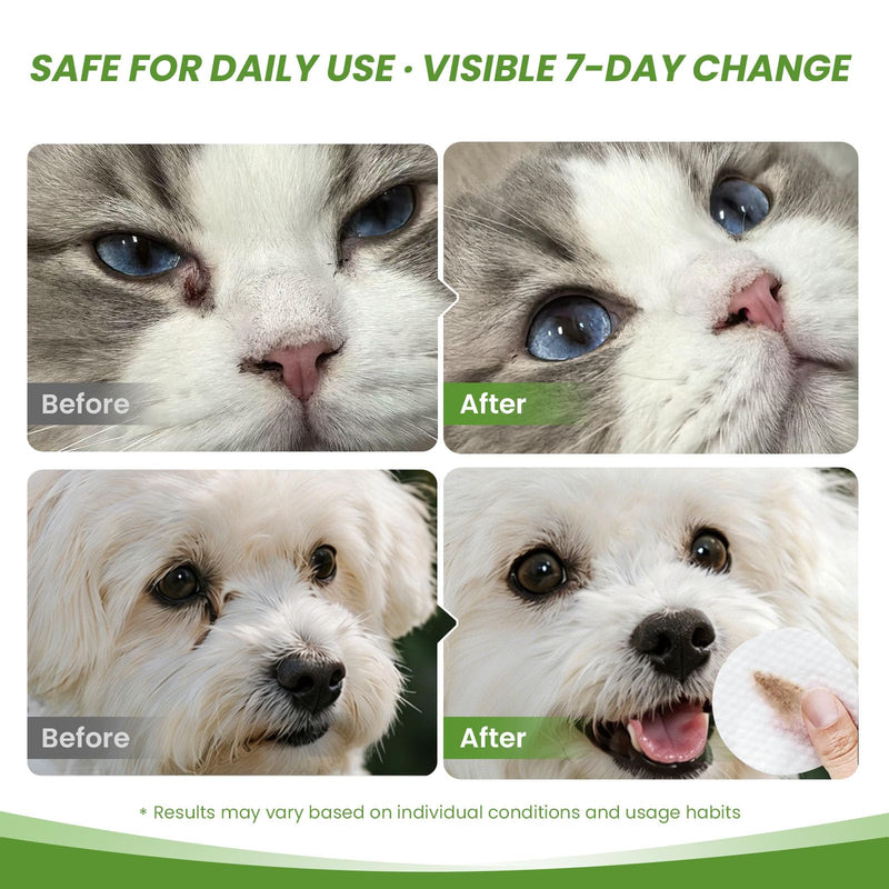 Dog Eye Wipes, Tear Stain Remover for Dogs & Cats - 100ct Hypoallergenic Pet Eye Cleaning Pads for Crust, Gunk & Discharge - Gentle Puppy Grooming Wipes for Sensitive Eyes, Wrinkles & Folds Unscented 100 pcs