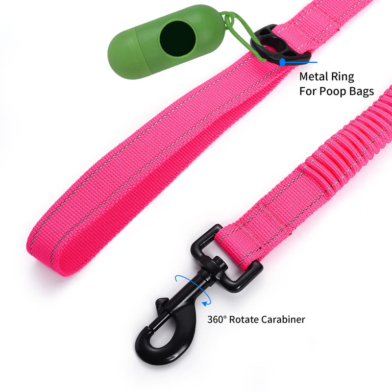 Mile High Life | Bungee Dog Leash | Gentle Pull Training Lead | Soft Comfort Texture | 3-5 Feet | for Dogs/Cats Under 20 lb (Pink) 3-5 feet-Pink - BeesActive Australia