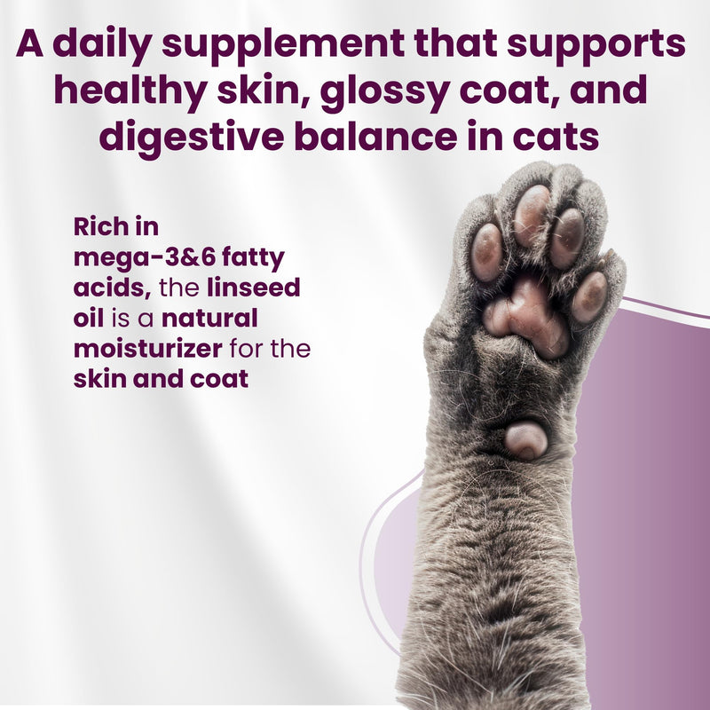 Bio PetActive DermaCAT Skin & Coat Health Supplement Paste for Cats with Biotin, Flaxseed Oil Omega-3, Collagen, Zinc, Prebiotic MOS & Vitamin E – Supports Shiny Coat, Minimize Shedding – 3.38 oz