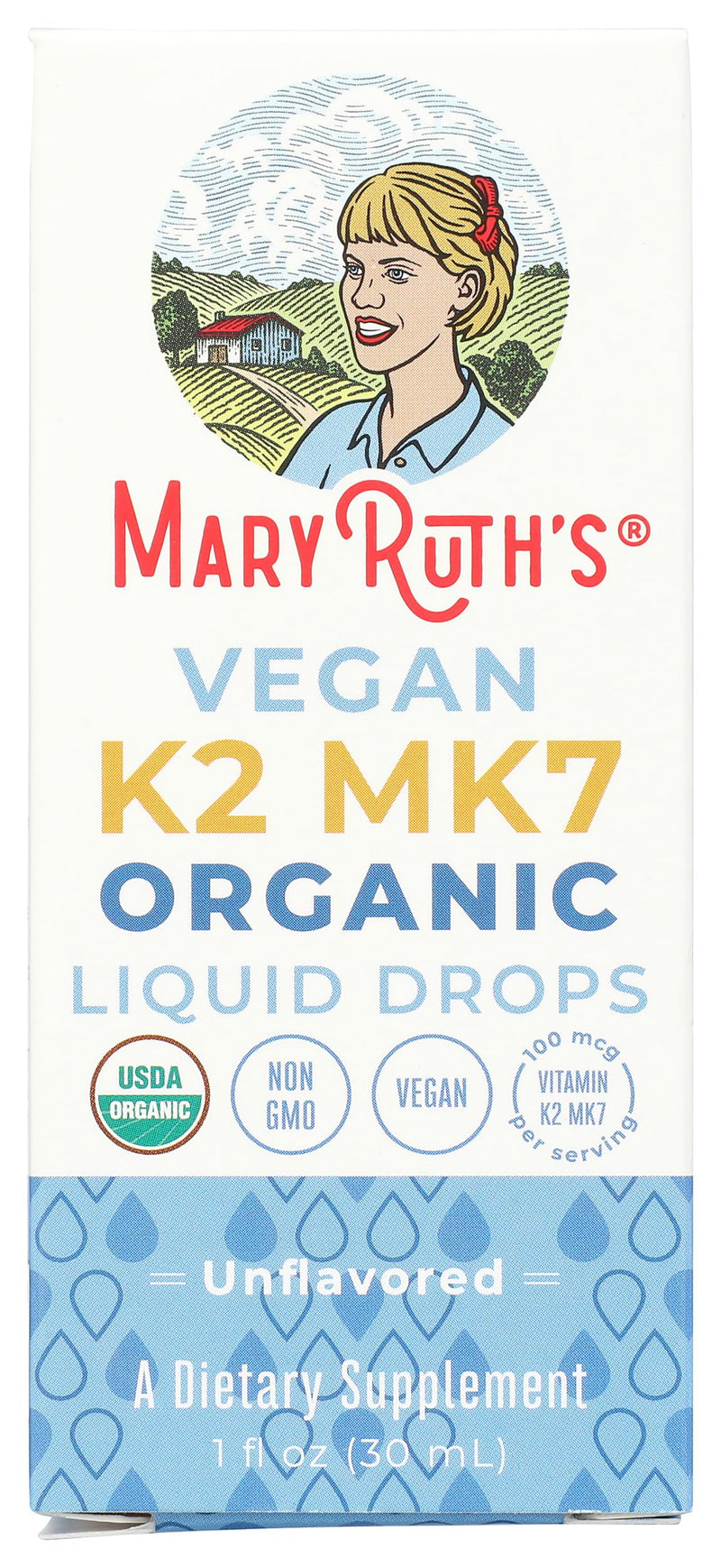 MARYRUTH'S USDA Organic Vitamin K2 MK7 Liquid Drops for Adults & Kids, 1 oz | Adults & Kids, Sourced from Natto, Menaquinone-7, Vegan K2 Vitamin for Bone Health & Calcium Absorption
