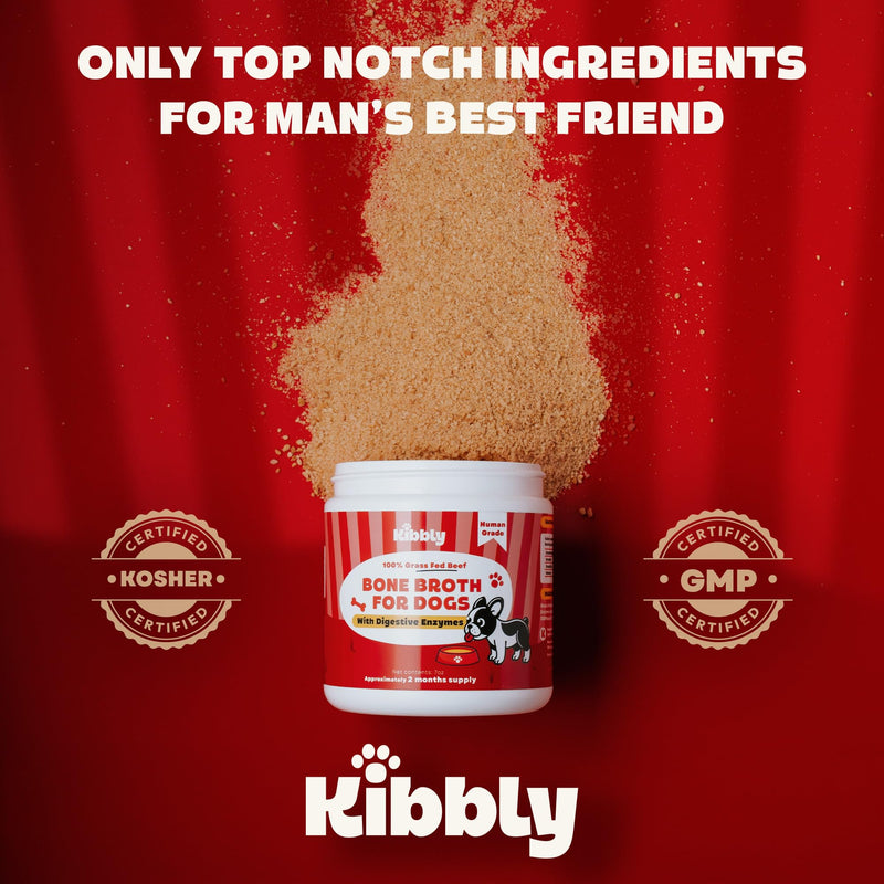 Digestive Enzymes for Dogs (Powder) with Tasty Bone Broth – Probiotic Supplement for Gut Health, Easy Digestion, Less Gas & Nutrient Absorption - 7 oz - 60 Days Supply by Kibbly - BeesActive Australia